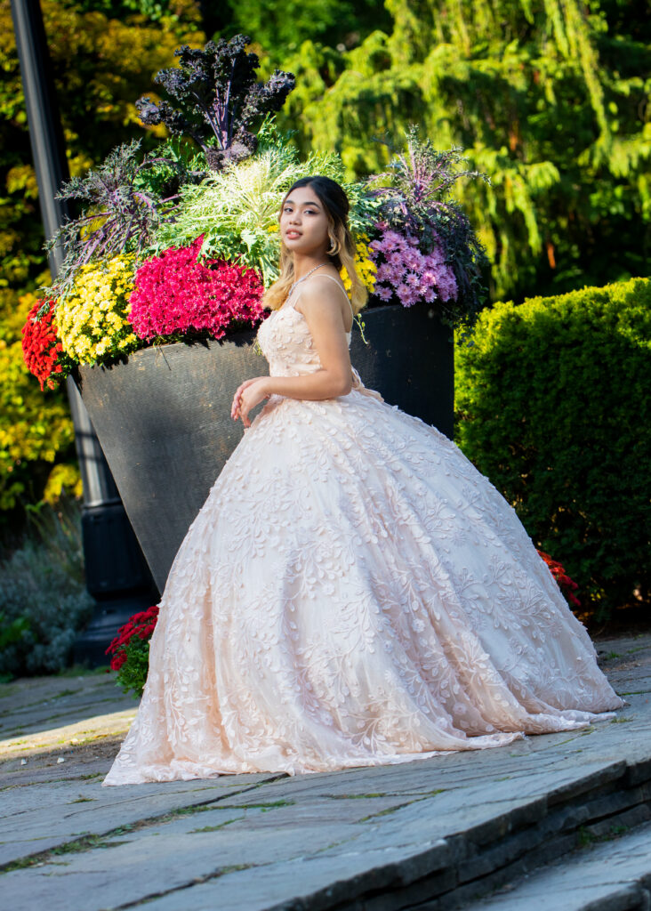 Bridal image of a young Filipino Bride in a Garden.