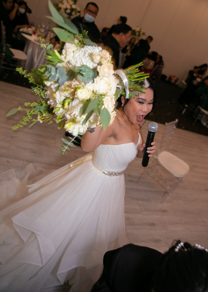 Toronto Wedding photography image. Bride speaks to her audience.