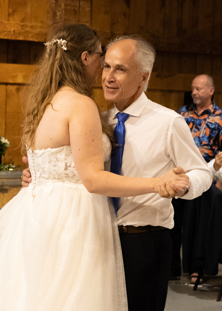 Country Wedding Photos. Bride and Father Barn Dance.
