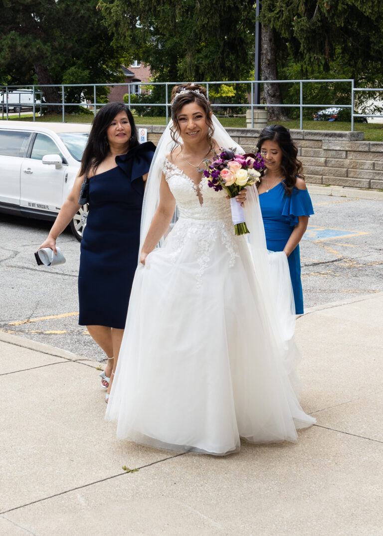 Wedding Photography Toronto. Bride arrives at Church.