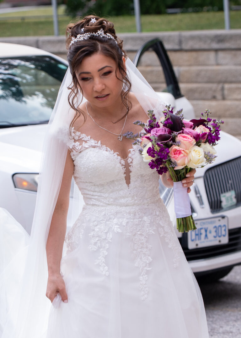 Asian Bride Photos. Bride leaves the Limo Toronto