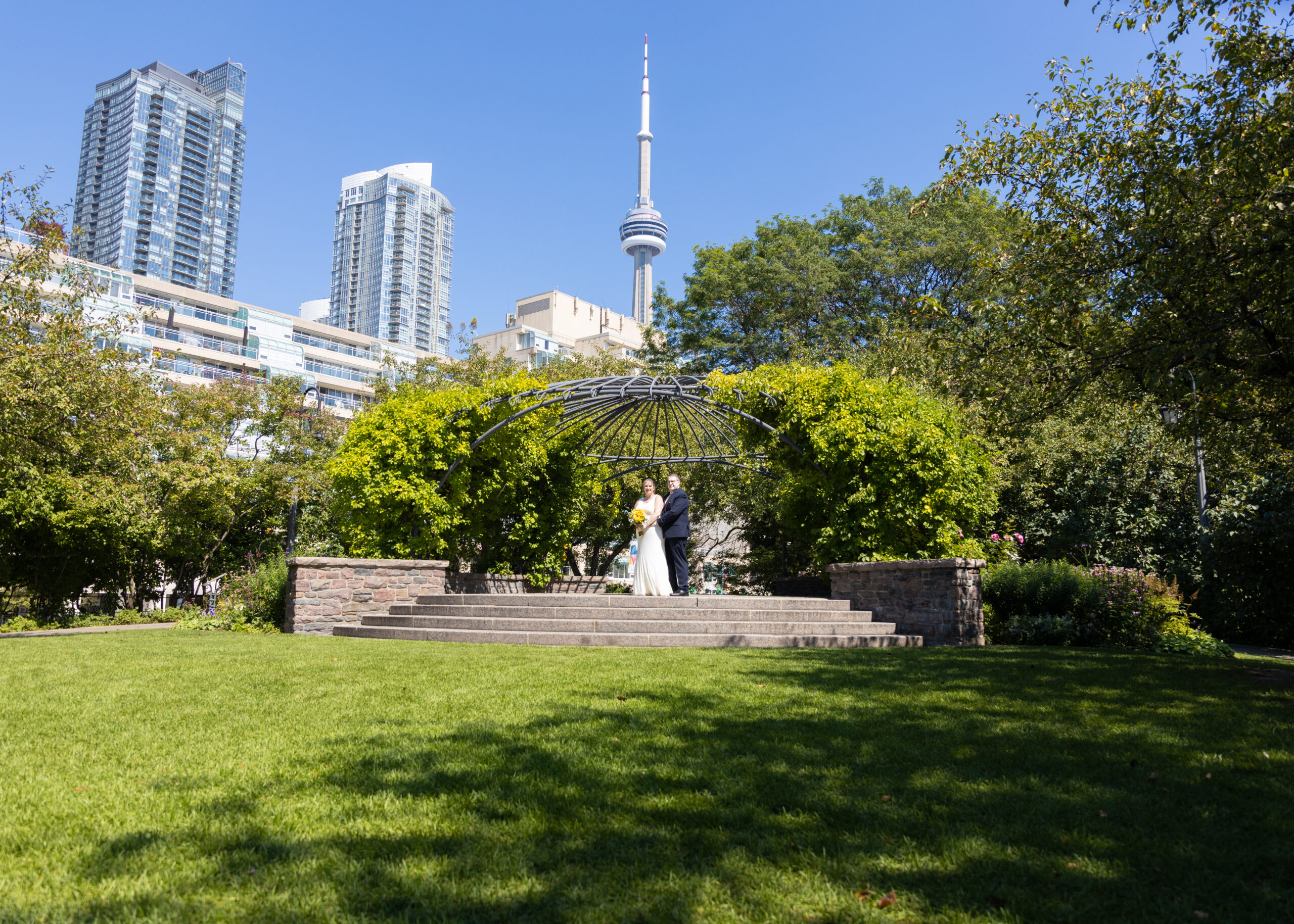 Wedding Photos Toronto. Wide angle CN Tower image.