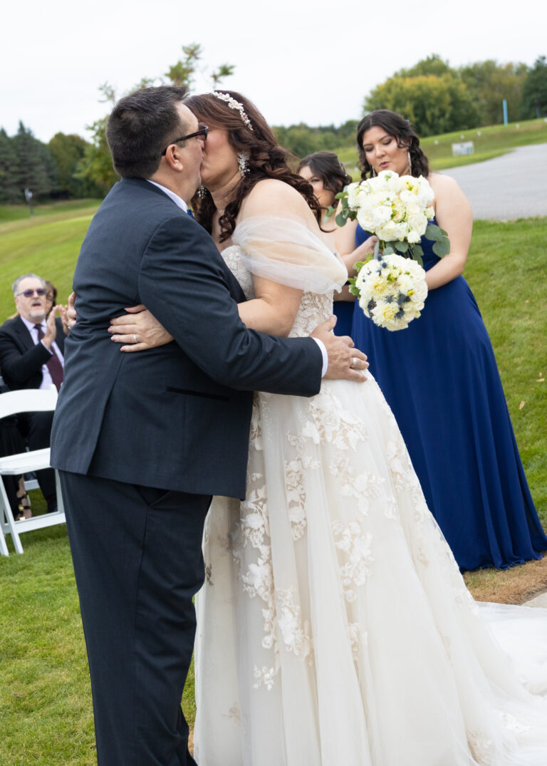 Vaughan Wedding Photographer. Bride and Groom First Kiss.